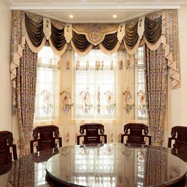 Rideau rideau européen Luxury Jacquard rideaux pour la salle à manger de vie Villa Blackout High Precision 4D Highgrade 23101