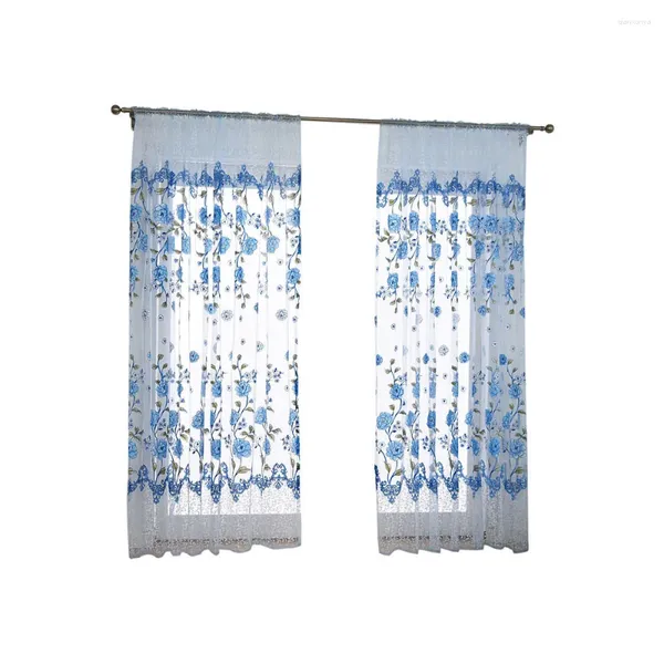 Rideaux rideaux 60 fenêtre large en tulle panneau transparent tissu feuilles drapé 1 voile de décoration intérieure coton