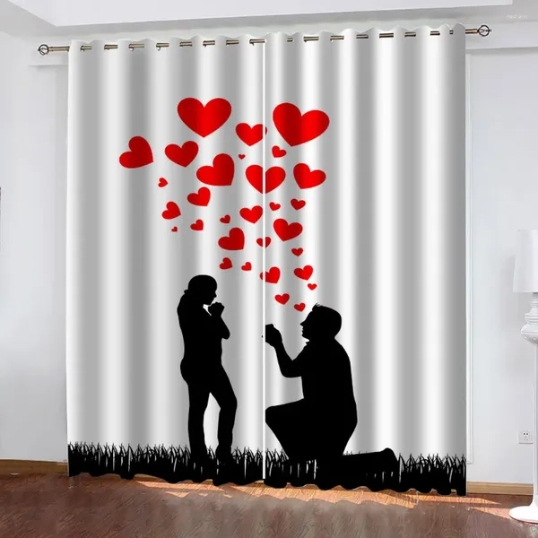 Rideaux rideaux pour chambres anti-lumière 3d imprimé jarret de couple de couple romantique salon décoration de fenêtre moderne