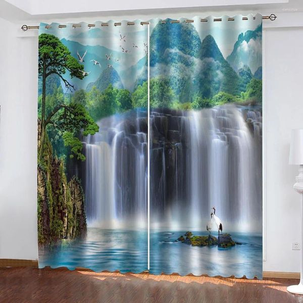 Rideaux rideaux pour maisons chambres 3d Impression numérique bois Waterfall Landscape Child's Child's Blackout Decorations