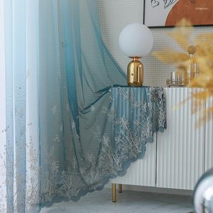 Gordijngordijnen voor levende eetkamer slaapkamer slaapkamer op maat Lichte luxe Noordse eenvoudige gradiënt kantdeur raam decor