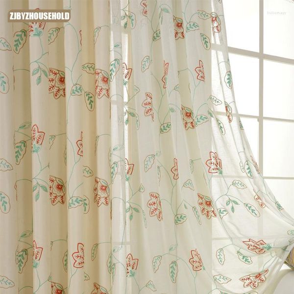 Cortinas para sala de estar, comedor, Pastoral moderno americano, pantalla de ventana bordada, telón de fondo de tul para dormitorio