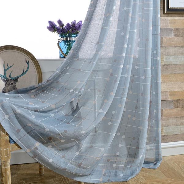 Cortinas cortinas para tela de estar moderna simple hilo de impresión de poliéster de estilo europeo morden plisat