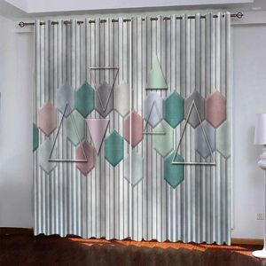 Gordijngordijnen voor kamers 3D Scandinavische geometrische kunstpatronen Windows Woonkamer Gift Home Decor 2 Panelen