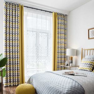 Gordijngordijnen in de woonkamer Geel gestript Aangepaste slaapkamergordijnen voor raamgordijnen Home Decor Sheer Curt