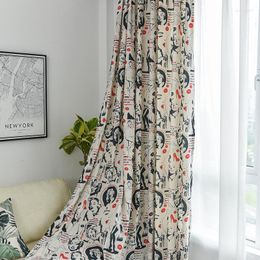Gordijngordijnen Moderne Europese polyester en katoenen bedrukte stof Woonkamer slaapkamer