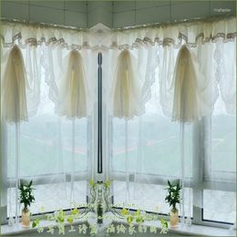 Gordijn Curtins voor Livingroom Ruche Head Tull Water Wave Semicircle Fan Single Layer Gauze Tule Curtains