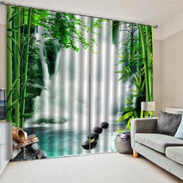 Gordijn Custom elke maat Po groene landschap Waterval gordijnen luxe black -out 3D -raam voor woonkamer kantoor slaapkamer