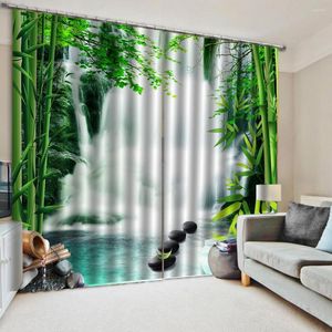 Rideau personnalisé toute taille Po vert paysage cascade rideaux luxe occultant 3D fenêtre pour salon bureau chambre
