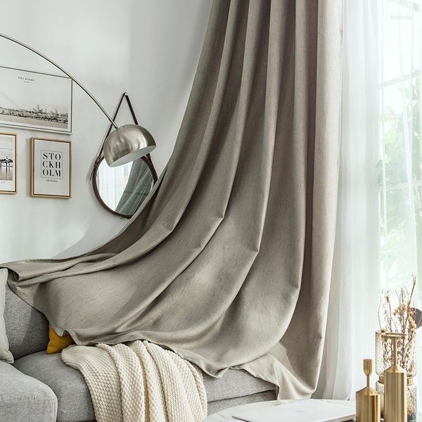 Cortina Cortinas opacas personalizadas Algodón y lino Sombra Dormitorio El Engineering Bay Window Cloth