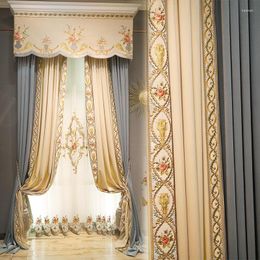 Rideau personnalisé haut de gamme luxe Villa Style européen flanelle couture rideaux occultants pour salon salle à manger chambre porte fenêtre décor