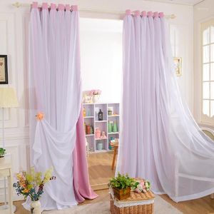 Gordijn Custom Princess Beauty Koreaanse modellen Maiful Blackout Curtains for Living Room White Tule/Sheer Girls '