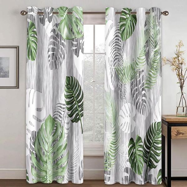 Rideau personnaliser été plante tropicale feuille de bananier paysage mince rideaux de fenêtre pour salon chambre décor 2 pièces