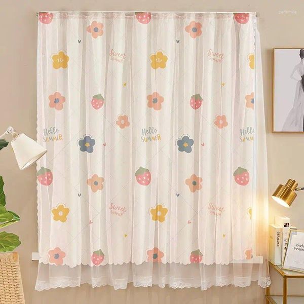 Rideau mignon imprimé enfants filles chambre Curatins facile installer rideaux occultants pour salon cuisine double couche maille écran rideaux