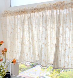 Gordijn Daisy Bloem Korte Pompom Lace Keuken Valance Drape Raam Balkon Decor Home 230412