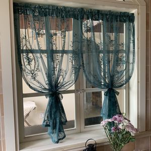 Gordijn Dark Emerald Green Sheer Lace Gordijnen voor kast Cafe keuken delicate bloemen korte valance schuifglasplassing glazen deur decoratie 230105