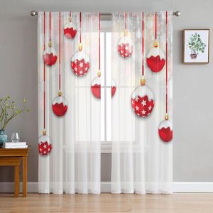 Gordijn Decoratief baldansfeest Tule Curtains for Living Room Decoratie Moderne Chiffon Sheer Voile Christmas