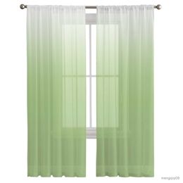 Rideau en Tulle dégradé vert sale, blanc, décoration pour salon, chambre à coucher, en mousseline de soie, pour fenêtre de cuisine transparente