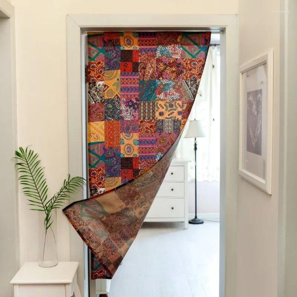 Rideau porte coton et lin rideaux suspendus cloison tissu Art Style salle de bain demi chambre