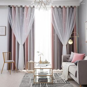 Curtain Double Layer Blackout Japanese Panel Star Cutout For Living Room Decor Sheer Window Hall Curtains Panels Baby