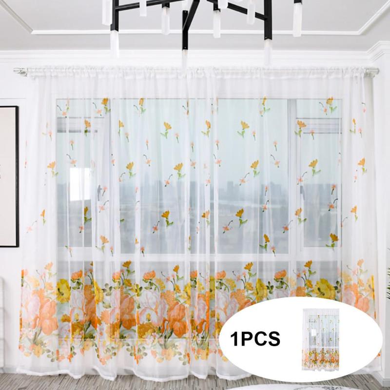 Curtain Drape Trees Sheer Fabric Tulle Window Voile Home Textiles