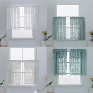 Gordijn gordijnen 1 paneel Geborduurde voile Sheer Valance Home Privacy Venster Tiers Gordijnen voor Keuken Office Cafe Shop Decor