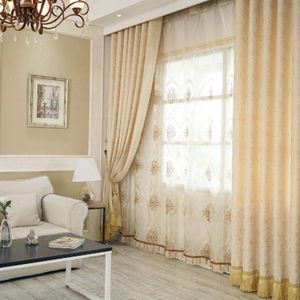 Rideaux rideaux 100% coton tissu moderne fenêtre française Style européen salon chambre rideaux occultants haute ombrage jaune DrapeCurtai