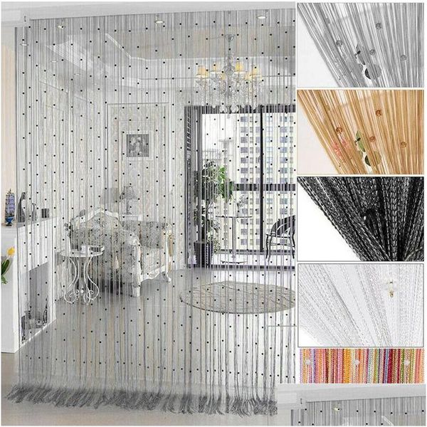 Rideaux Rideaux 100X200Cm Fenêtre Cristal Acrylique Chaîne De Perles Cloison Porte Perles Diviseur De Pièce Fringe Panneau 2021 Drop Delivery Ho Dhep3