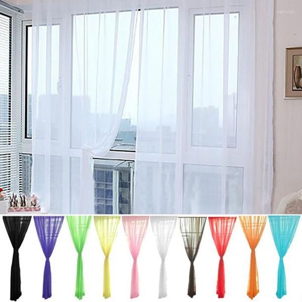 Rideaux de fenêtre transparents en Tulle blanc massif, 1 pièce, pour décoration de salle, tissu Organza Voile moderne 5Z