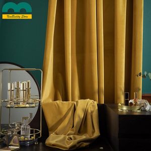 Curtain & Drapes 2021 Velvet Curtains For Living Room Luxury Golden Turmeric Bright Orange Bedroom Window Blackout High Level Solid Color