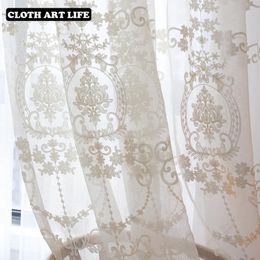 Rideaux en Tulle transparent avec broderie florale blanche, Style européen, pour chambre à coucher, salon, cuisine, fenêtres, 2021