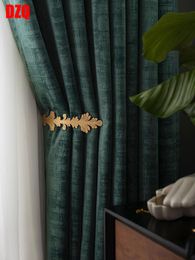 Rideaux rideaux 2022 lumière luxe Simple nordique flanelle rideaux occultants en velours pour chambre salon décor à la maison couleur unie vert foncé