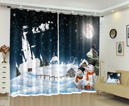 Cortinas cortinas Babson muñeco de nieve en la nieve DIY Po Navidad sombreado personalizado impresión Digital 3D