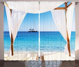 Rideaux Rideaux balinais plage à travers un lit soleil d'été ciel clair lune de miel spa naturel photo salon chambre décorCurt