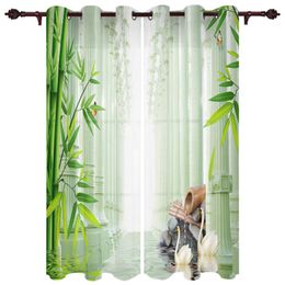 Rideaux rideaux bambou cygne pilier Surface de l'eau pierre fenêtre rideaux pour salon chambre décor à la maison cuisine noël