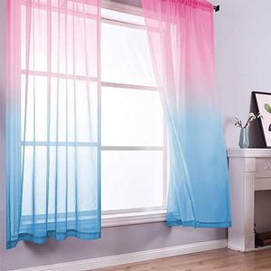 Gordijn gordijnen slaapkamer pure gordijnen gradiënt roze blauw tule decor raam meisjes kamer baby kwekerij woonkamer