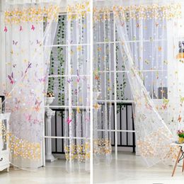 Gordijn Graps Big Butterfly Print Sheer Panel Window Balkon Tule Room Divider Home Decor 100 cm 200cmcurtain