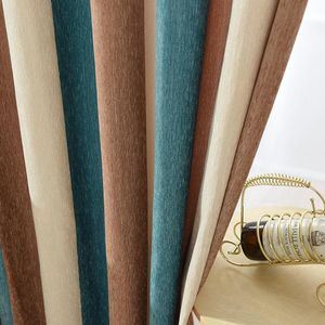 Rideaux rideaux bleu rayé rideaux occultants pour salon marron méditerranéen tulle + rideau chambre fenêtre luxe organza transparent
