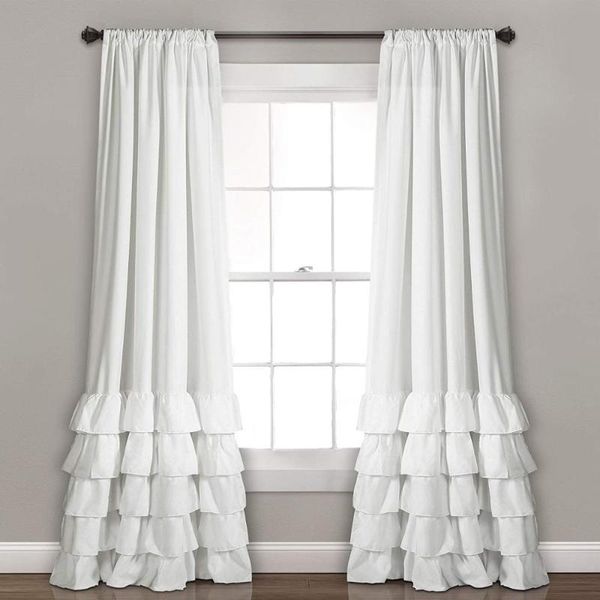 Cortinas cortinas capas de pastel hoja de loto encaje volantes varilla bolsillo blanco gris Beige turquesa para sala de estar