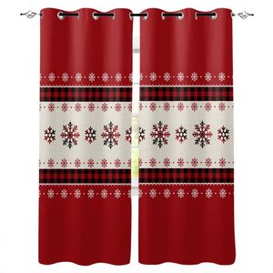 Le rideau drape les rideaux rouges d'arbre de plaid de Noël pour le salon de chambre à coucher