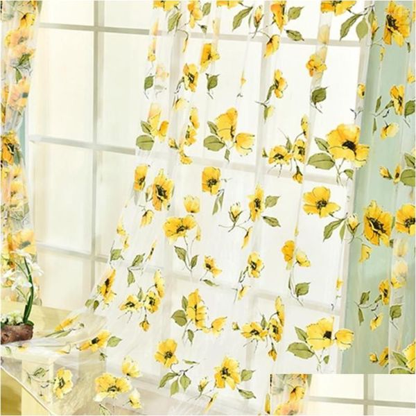 Rideaux Rideaux Rideau Tournesol Tle Valance Porte Drapé Décorations Pour La Cuisine Balcon Chambre Fenêtre Drop Livraison Maison Jardin H Dhfiw