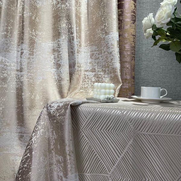 Rideaux Rideaux pour Salon Salle à Manger Chambre Corail Rose Français Lumière Luxe Couture Chaude Fil d'or Jacquard Haute Ombrage