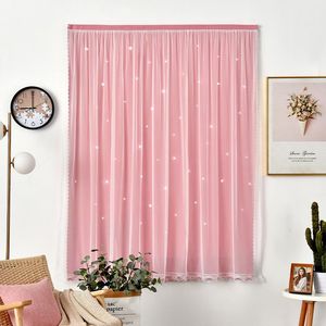 Cortinas cortinas para sala de estar, apagón de doble capa, decoración de estrellas para el hogar, sin perforaciones, persianas, bloque de luz