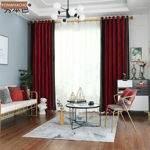 Rideaux rideaux personnalisés flanelle hollandaise moderne Simple haut de gamme solide salon chambre tissu rouge occultant Tulle drapé B8351