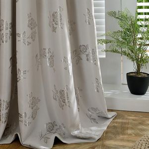 Gordijngordijn aangepaste rozen bloemen Jacquard Shading Fabric Curtains moderne minimalistische stijl black -out voor woonkamer en slaapkamercurtain