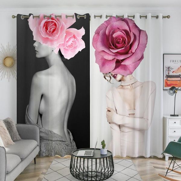 Cortinas de tamaño personalizado 3D Impreso digital Belleza sexy Ventana creativa de lujo para la decoración del dormitorio de la sala de estar Cortinas opacasCurta