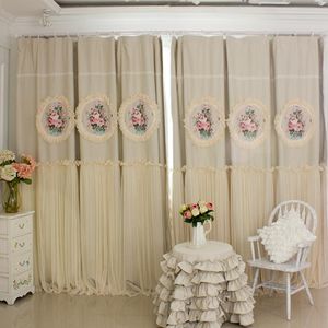 Gordijngordijnen Aangepaste luxe venster met 2 lagen bodem beige gordijnen voor woonkamer Koreaanse stijl Princess Home Decor