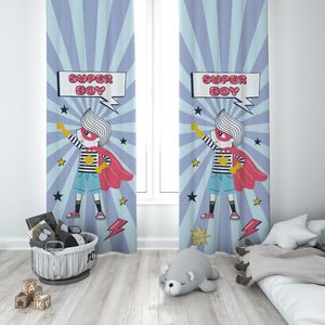 Rideaux rideaux mignon Super enfants bébé garçon chambre avec cape conception spéciale auvent crochet bouton occultant jaloux fenêtre chambre