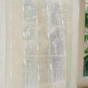 Rideaux décoratifs modernes en lin blanc naturel rayé, rideaux de fenêtre transparents pour la maison, passe-tringle avec œillets pour le salon, chambre à coucher