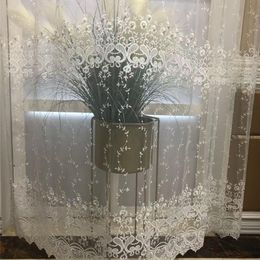 Cortinas cortinas europeas elegantes perlas blancas cortinas de tul para sala de estar bordado 3D estético rebordear ventana dormitorio #VTCurtain Curt